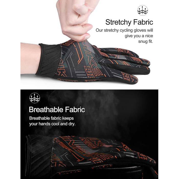 Велосипедні рукавички INBIKE для чоловіків, бігові рукавички, ударостійкі, еластичні, світловідбиваючі, дихаючі, помаранчеві, XXL