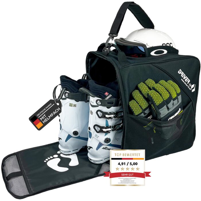 Чохол для лиж Driver13 з відділенням для шолома та регульованим плечовим ременем, 41 x 27 x 43 см, чорний