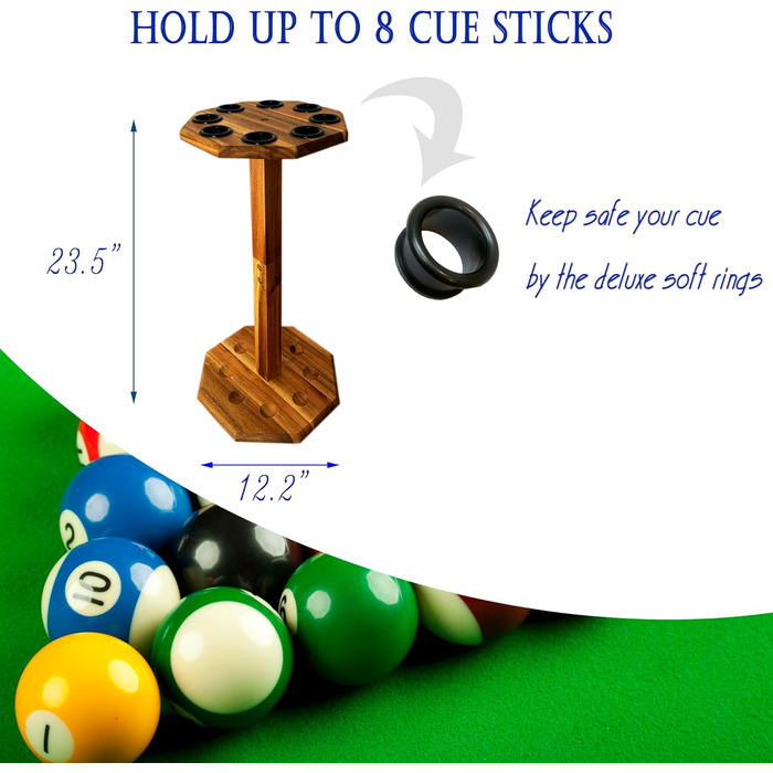 Стійка для більярдних київ на 8 київ, аксесуар для більярдного столу, дерев'яний підлоговий стійка, коричнева (FLOOR-8-MAHOGANY)