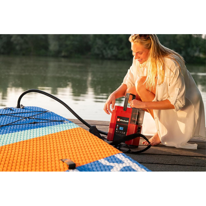Акумуляторний насос для SUP Einhell SUPPERO 18/380 PXC (18V, надування та спускання, 20 PSI, 380 л/хв, автостоп, 7 адаптерів, без АКБ)