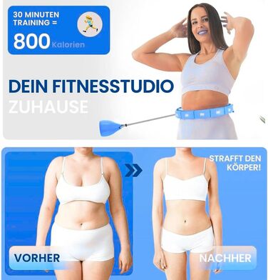 Leiser Smart Hula Hoop Gymside Hoopside Pro: для схуднення та фітнесу, з масажними шипами, 18 знімних секцій (Блакитний)
