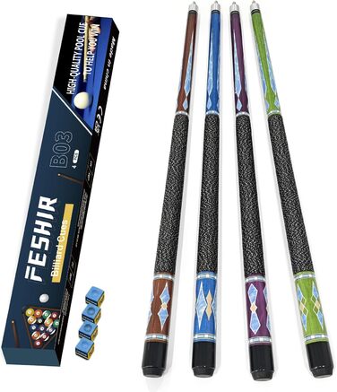 Набір кийків для більяру FESHIR (4 шт.) з преміум-мапи, крейда для кийків, 58''