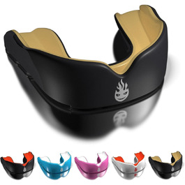 Захисна капа Knox Sport для дорослих, дітей та підлітків – захист рота для контактних видів спорту (бокс, єдиноборства, футбол, баскетбол, хокей та ін.) (11+ років, чорний/золотий)