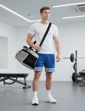 Спортивна сумка SKYSPER 35L з відділенням для взуття та мокрих речей - для фітнесу, спорту, подорожей (сіра)