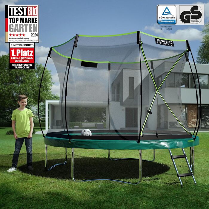 Трамплін KINETIC SPORTS 'Bungee Safety Elite' Ø 244/305/366 см - AirMAXX, для дітей та дорослих, Outdoor, зелений