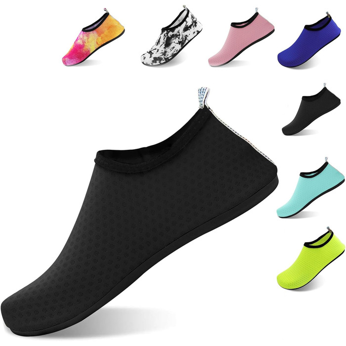 Водні черевики для чоловіків та жінок. Швидковисихаючі, дихаючі, спортивні аквашузи для плавання, йоги та відпочинку на пляжі. Розміри 34-45 EU, чорний колір