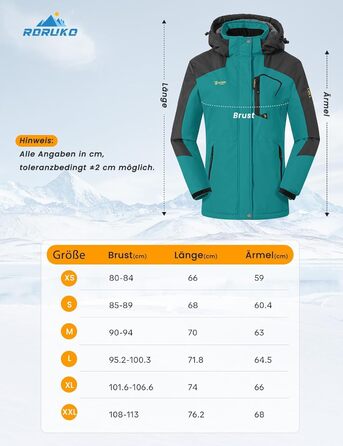 Зимова куртка Rdruko для жінок: водонепроникна, флісова, для сноуборду та гірських прогулянок (Цянь, XXL)