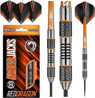 Вольфрамові дартси RED DRAGON Amberjack 5, 24 г, з оперенням і шафтами
