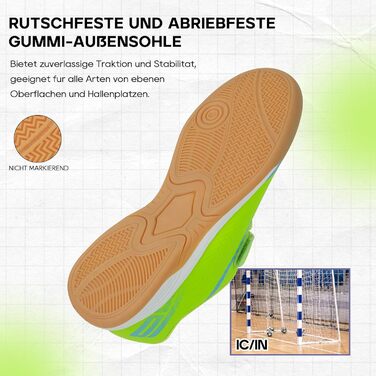 Дитячі футзальні бутси JABASIC для хлопчиків та дівчаток - Indoor 37 EU, колір: лайм