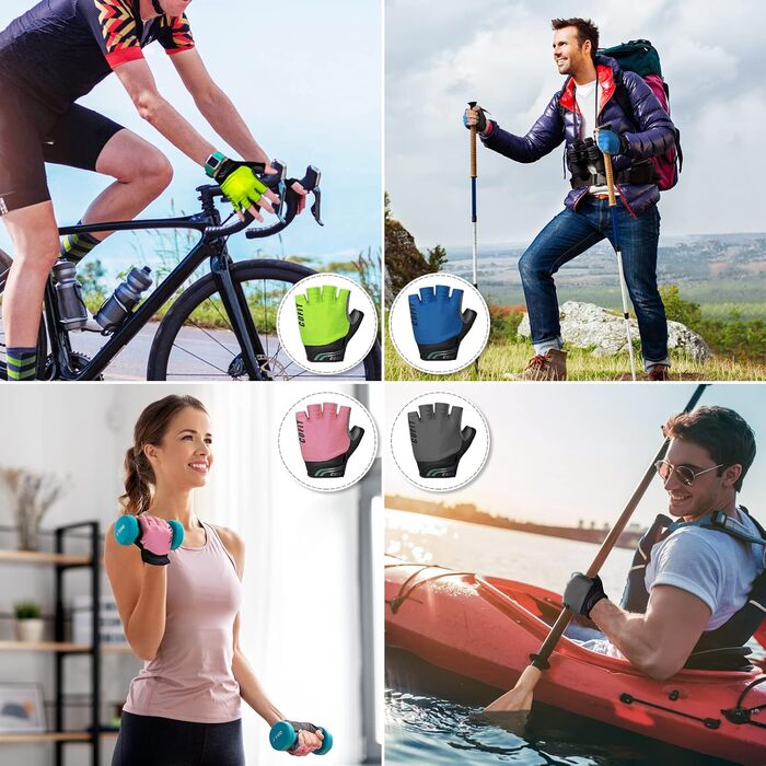 Велосипедні рукавички COFIT з повним пальцем з підтримкою сенсорного екрану для чоловіків та жінок – дихаючі, амортизуючі рукавички з гелевою підкладкою та неслизьким зчепленням для MTB та шосе, зелені, розмір S