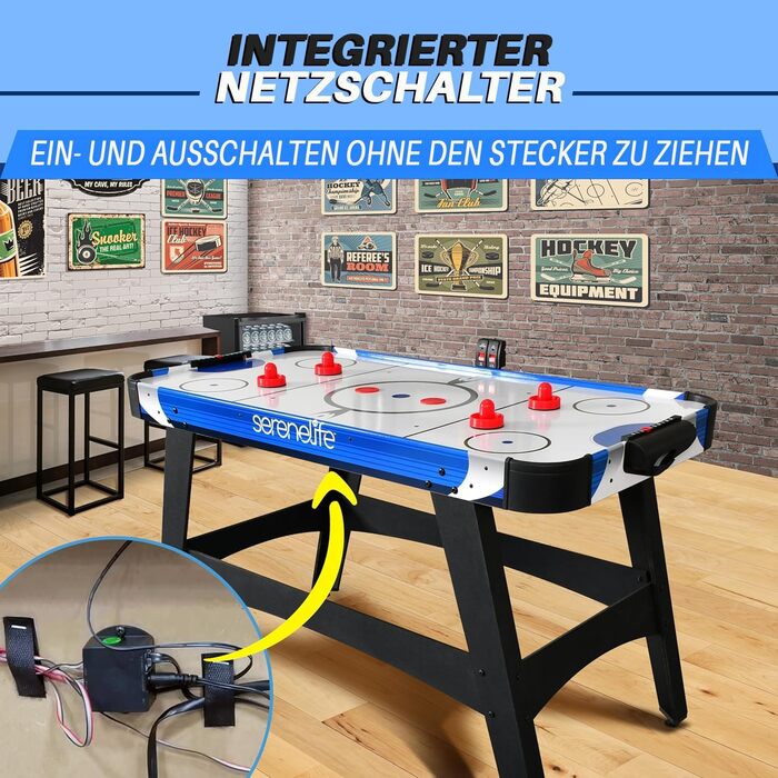 Тік-хокей SereneLife – ігровий стіл для тік-хокею, стіл для ігор, для дітей та дорослих, блакитний