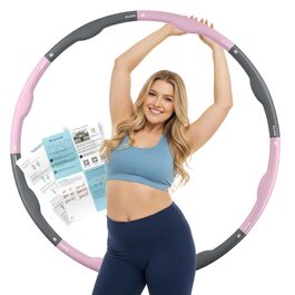 Hula Hoop ELANI 90см рожевий для схуднення: фітнес-обруч з хвилястою формою, 7-8 секцій, індивідуальне налаштування + посібник з тренувань