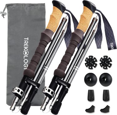 Трекінгові палиці TREKOLOGY Trek-Z Cork Grip: легкі, складні, регульовані, алюмінієві, для чоловіків та жінок
