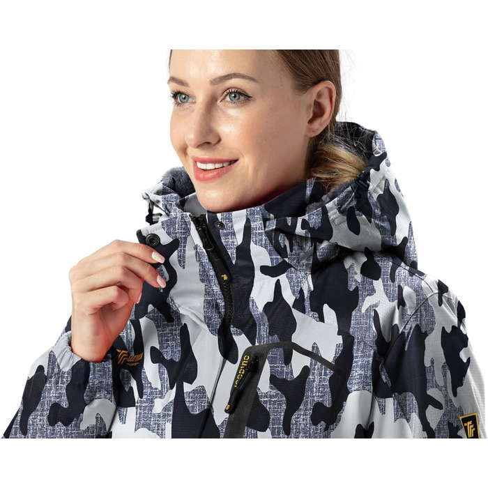 Жіноча зимова куртка YSENTO: водонепроникна, для катання на лижах, софтшелл, флісова, функціональна з капюшоном, білий (XXL, камуфляж)