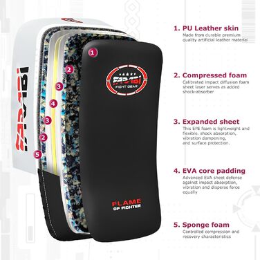 Набори для ударів Farabi Sports Curved Kick Pads (пара), чорні – для кікбоксингу, MMA, муай-тай, кікбоксингу та тренувань