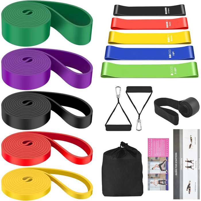 Набір еластичних стрічок для фітнесу Widerstandsbänder 14 в 1: стрічки опору, гумки для силових тренувань, фітнес-стрічки з ручками