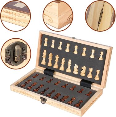 Шаховий набір дерев'яний, складаний, магнітний, великий. Підходить для дітей та дорослих. Для гри в приміщенні, на вулиці та в подорожах.