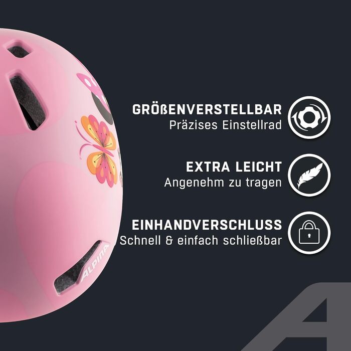 Дитячий велошолом ALPINA Hackney Minnie Mouse (51-56 см) - Легкий, міцний, з регулюванням вентиляції та світлодіодом