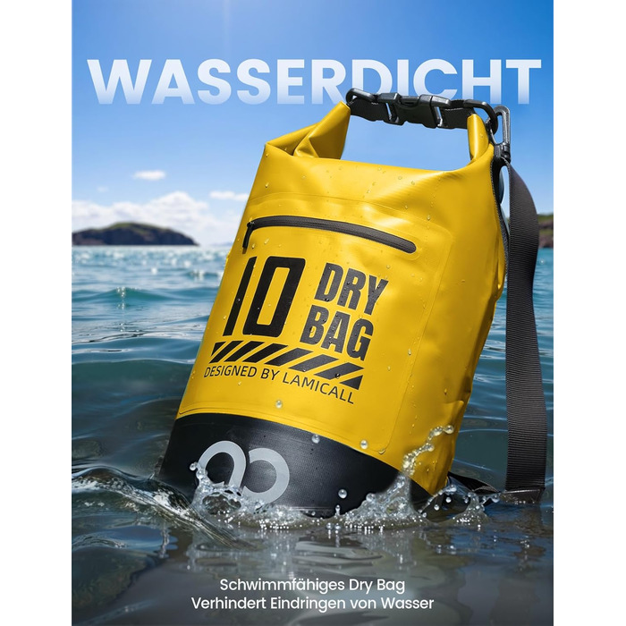 Водонепроникний рюкзак-сумка Lamicall Dry Bag 5/10/20/30/40L - міцний, стійкий до подряпин, для водного спорту, пляжу, подорожей