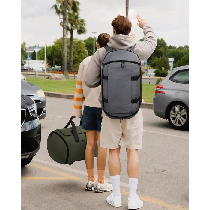 Спортивна сумка LOVEVOOK для чоловіків з відділенням для взуття, 65L, сіро-чорна.  Чоловіча сумка для спортзал, подорожі, ручна поклажа, 52x45x28 см.