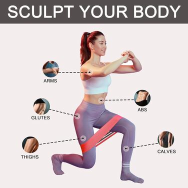 Набір еластичних стрічок для фітнесу, 6 шт. (3 короткі, 3 довгі) - для тренувань всього тіла, фітнес-стрічки Pink/Violett/Green (Green, Red, Blue, Black)