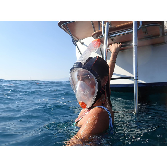 OCEAN REEF Унісекс доросла повнолицева маска для снорклінгу, розмір S/M, чорна