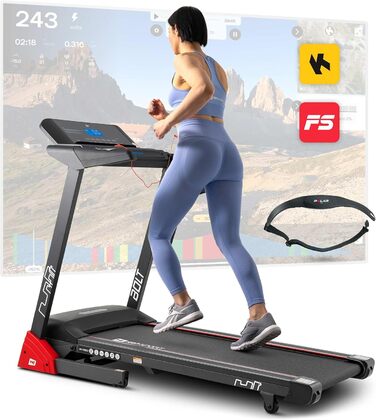 Бігова доріжка Hop-Sport Bolt для дому, електрична, з нахилом, складана, LCD-дисплей, Bluetooth, тримач для планшета/смартфона, швидкість до 14 км/год, навантаження до 130 кг