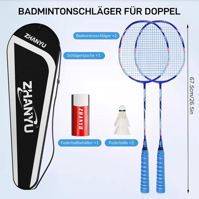 Набір для бадмінтону Federball: 2 ракетки, 2 воланчики, сумка (FD01) блакитний