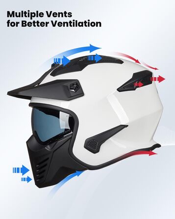 Мотошолом інтегральний IL Helmets 726X для чоловіків, ретро, з візором, ECE, білий, розмір M