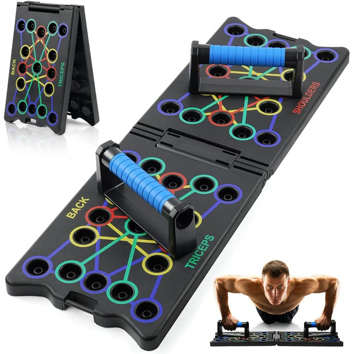 Флінтронік Тримачі для віджимань, дошка для віджимань, складані, портативні, багатофункціональні, для тренувань всього тіла, 24 в 1