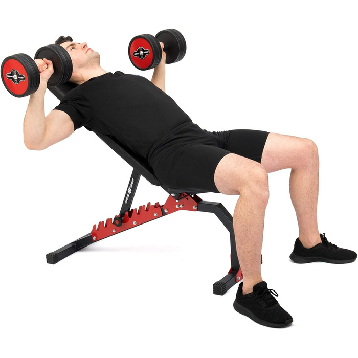 Регульована лавка для жиму Marbo Sport MH-L114 2.0, чорна, універсальна фітнес-лавка для тренувань, багатофункціональна, для дому та спортзалу
