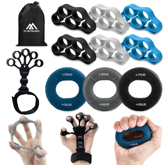 Флінтронік Гріффкрафттрейнер: Набір для тренування рук та пальців, 3 рівні опору. Ідеально для скелелазіння, гри на гітарі та піаніно