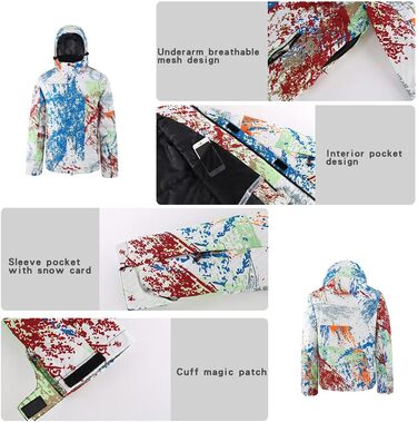 Чоловічий зимовий костюм для сноубордингу та катання на лижах, водонепроникний та вітронепроникний, теплий, для туризму та альпінізму, розмір M, колір чорний