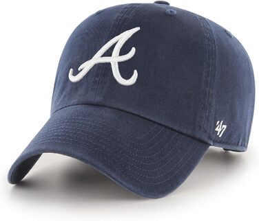 Кепка бейсболка 47 Brand RGW01 Clean Up Strapback Atlanta Braves темно-синього кольору, 55-62