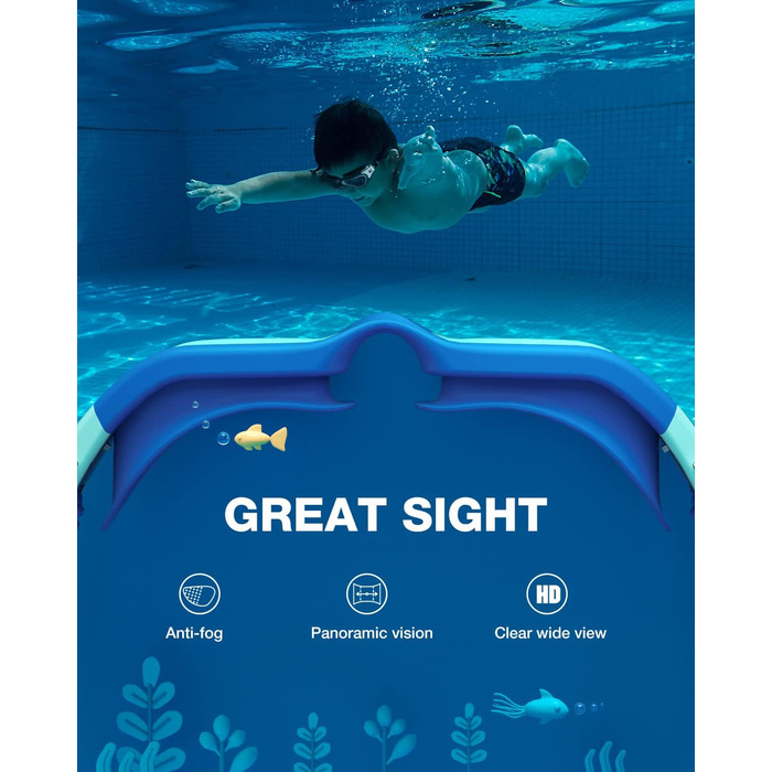 Дитячі окуляри для плавання ZIONOR G1MINI, поляризовані/не поляризовані, антитуманні, захист від УФ, для дівчаток та хлопчиків (6-14 років), колір BlueGreenClear