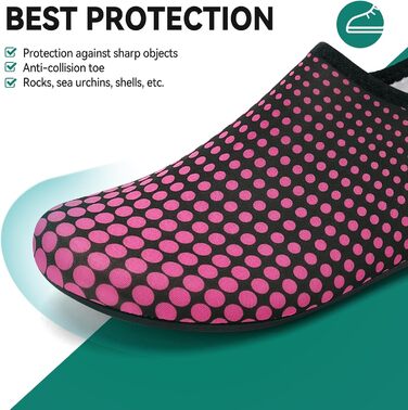 Аквашузи для плавання та йоги: легкі, швидковисихаючі, з антиковзким покриттям для жінок та чоловіків (39 EU), рожево-червоні