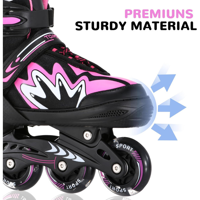 Роликові ковзани TOMSHOO з регульованим розміром, LED-колесами, для дітей та дорослих (рожеві, L (37-39 EU))