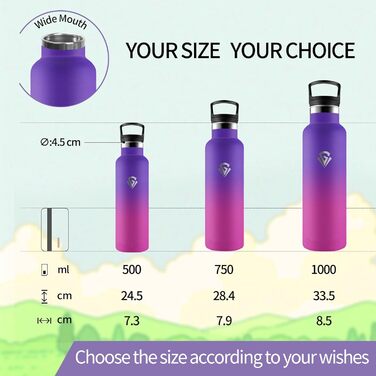 Термопляшка 500 мл, нержавіюча сталь, з соломкою, BPA Free, подвійні стінки, ізольована, для води, термопляшка, підходить для газованої води, кольори: темно-синій та темно-фіолетовий