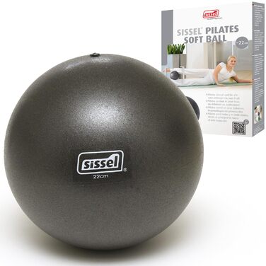 М'яч для пілатесу SISSEL Soft Ball 22 см, антрацит | Без фталату та латексу | Для розслаблення та зміцнення м'язів | Витримує до 155 кг | З інструкцією