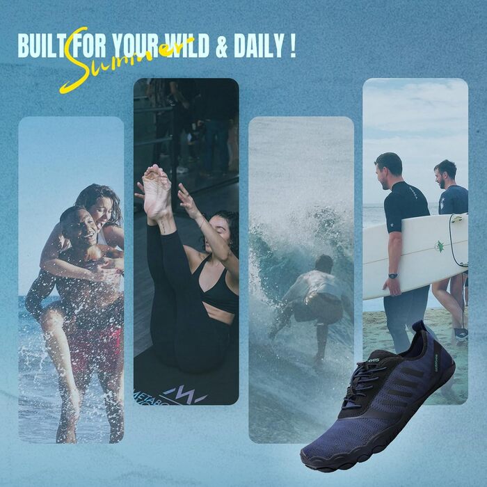 Взуття для плавання та фітнесу WateLves: аквашузи для жінок та чоловіків, підошва з неслизьким покриттям, широка передня частина (темно-синій, 39 EU)