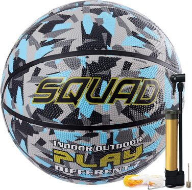 Баскетбольний м'яч SQUAD 7 розмір, гумовий, камуфляж, для дорослих, для залу і вулиці, з насосом і голкою