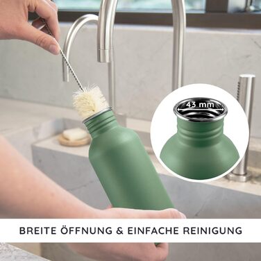 Водяна пляшка Bambaw з нержавіючої сталі 1л | Багаторазова еко-пляшка | Для кемпінгу та походів | Без пластику | Спортивна пляшка, не протікає (750 мл, м'ятний)