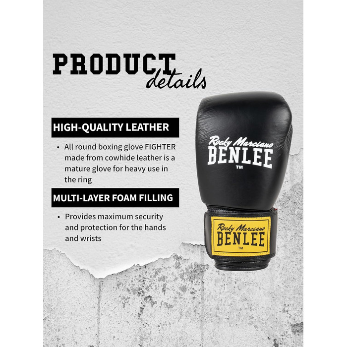 Боксерські рукавички BENLEE Fighter 10 oz з натуральної шкіри, чорно-червоні, одиночні