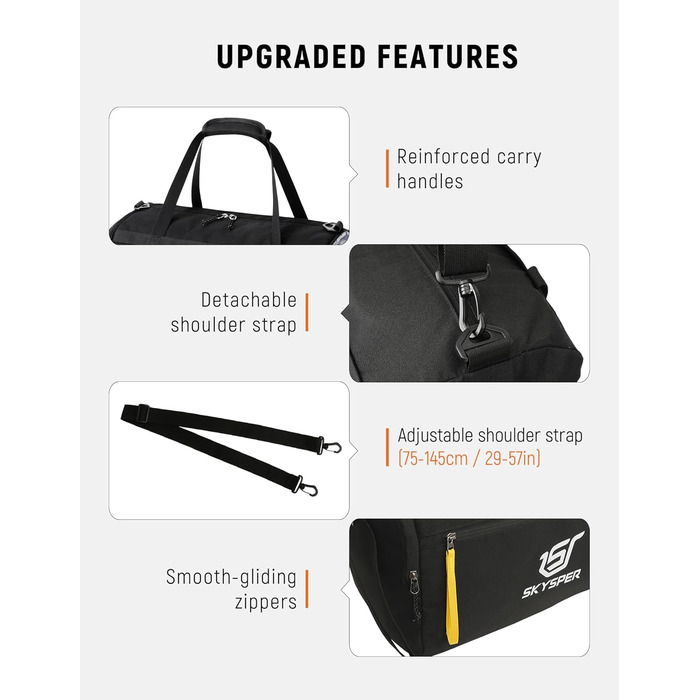Спортивна сумка SKYSPER для чоловіків та жінок, містка дорожня сумка-вікенд 30 л для тренувань, залу та плавання