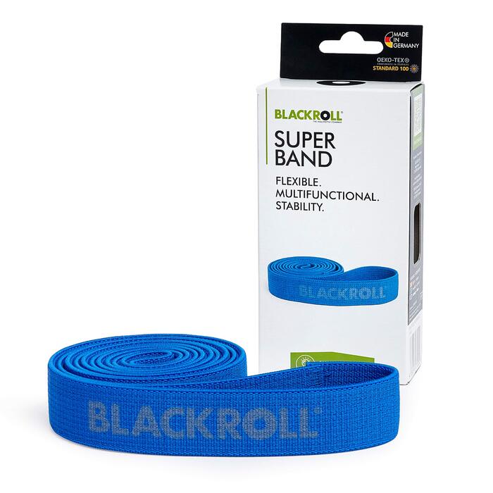 BLACKROLL® Super Band (104 см) – Еластична стрічка для фітнесу та зміцнення м'язів, синій (сильний опір), Німеччина