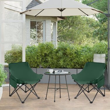 Зручний складаний стілець для кемпінгу з сумкою та нековзними ніжками. Ідеально підходить для риболовлі, відпочинку на пляжі, пікніків, саду та балкону. Колір: темно-зелений