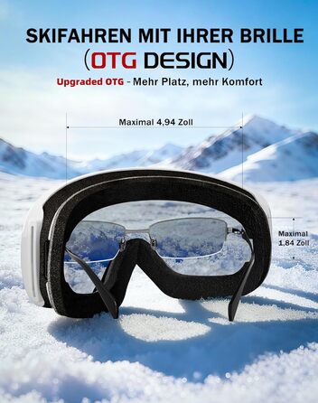 Окуляри гірськолижні Innerking OTG, проти запотівання, UV400, для корекції зору, подвійне скло, чоловічі/жіночі/підліткові, для катання на лижах та сноуборді A1 – Чорний/Срібний (VLT 11 %) (A3 – Білий/Фіолетовий (VLT 15 %))