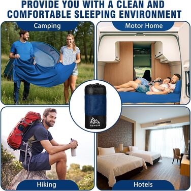 Спальний мішок туристичний бавовна, ультралегкий, з двосторонньою блискавкою, для кемпінгу та походів (синій)