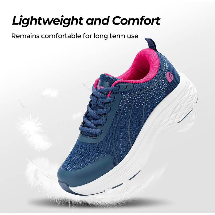 Жіночі кросівки FitVille для ходьби та бігу - широкі, дихаючі, з антиковзкою підошвою, для занять спортом та фітнесом (41 EU, блакитний, неоновий рожевий)