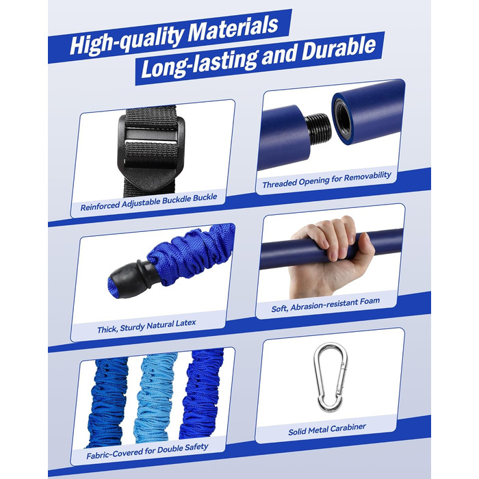 Набір еластичних стрічок для фітнесу та пілатесу з регульованою штангою, 20-360lbs, для дому